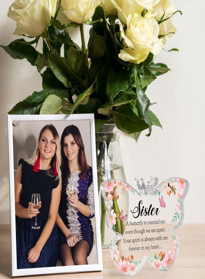 Hakumata Sympathy for Loss of Sister, Thinking of Sister Memorial Condolence Gifts Butterfly Acrylic Table Decor Bereavement Remembrance Gifts for Loss of Loved One for Table Centerpieces Remembrance - Image 3